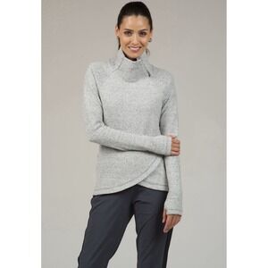 IBKUL Solid Popcorn Stitch Asymmetrical Zip Pullover Size Large Oxford Gray